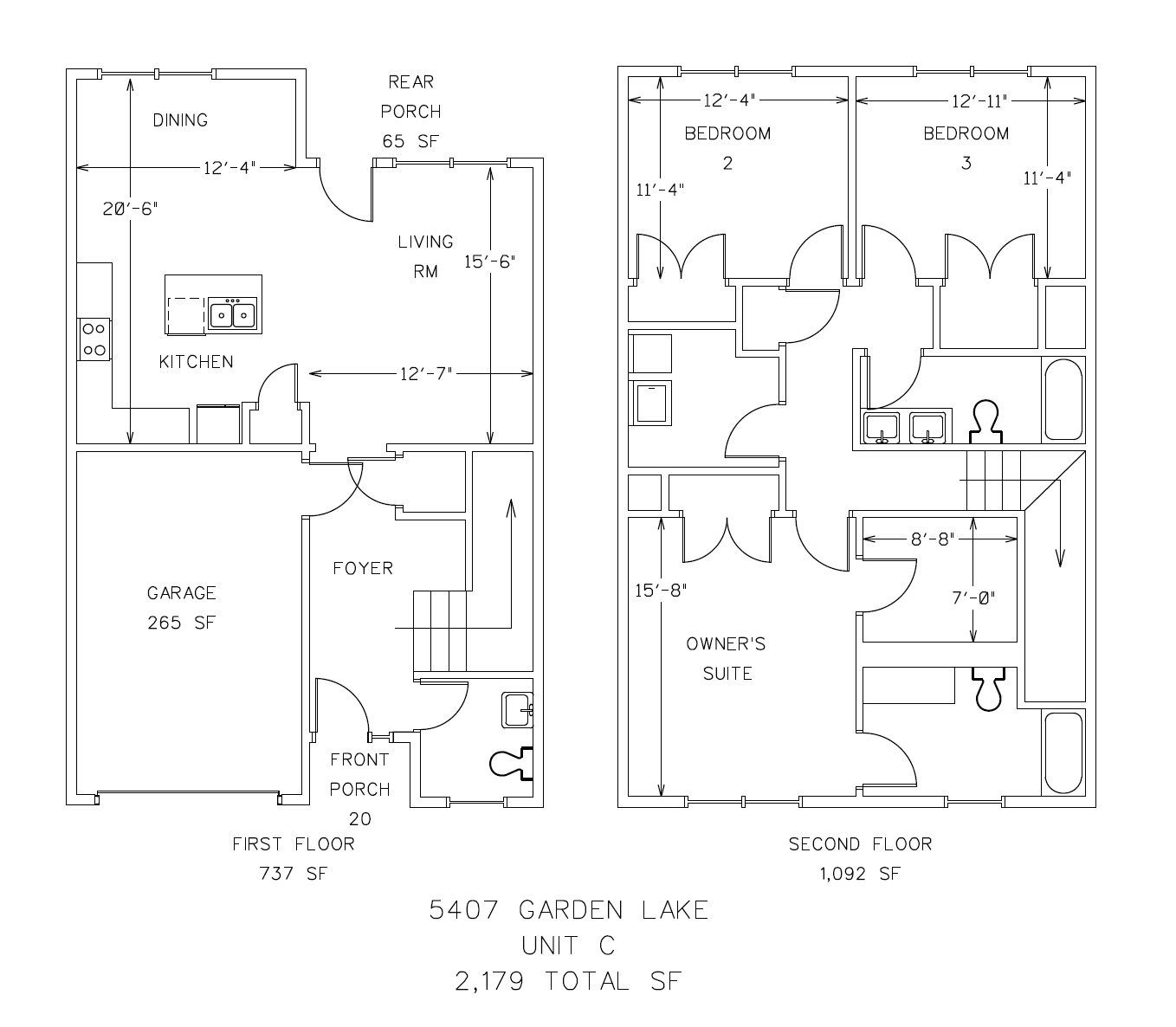 Floor plan for 3 beds, 2.5 baths, 1729 sqft
